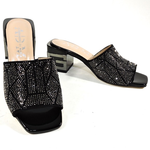 ALESSANDRO DI MARIA 🇮🇹 WOMEN'S BLACK SUEDE FASHION MULES - Picture 1 of 8